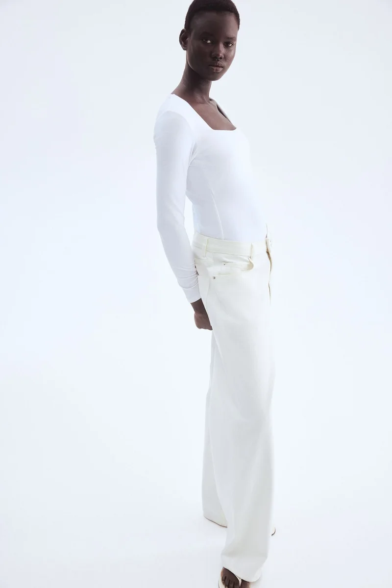 اتش اند ام بلوزة جيرسيه بأكمام طويلة